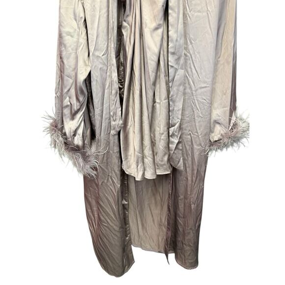 NASTY GAL SATIN Purple Feathers Robe and Slip sz 8 US - Picture 8 of 11